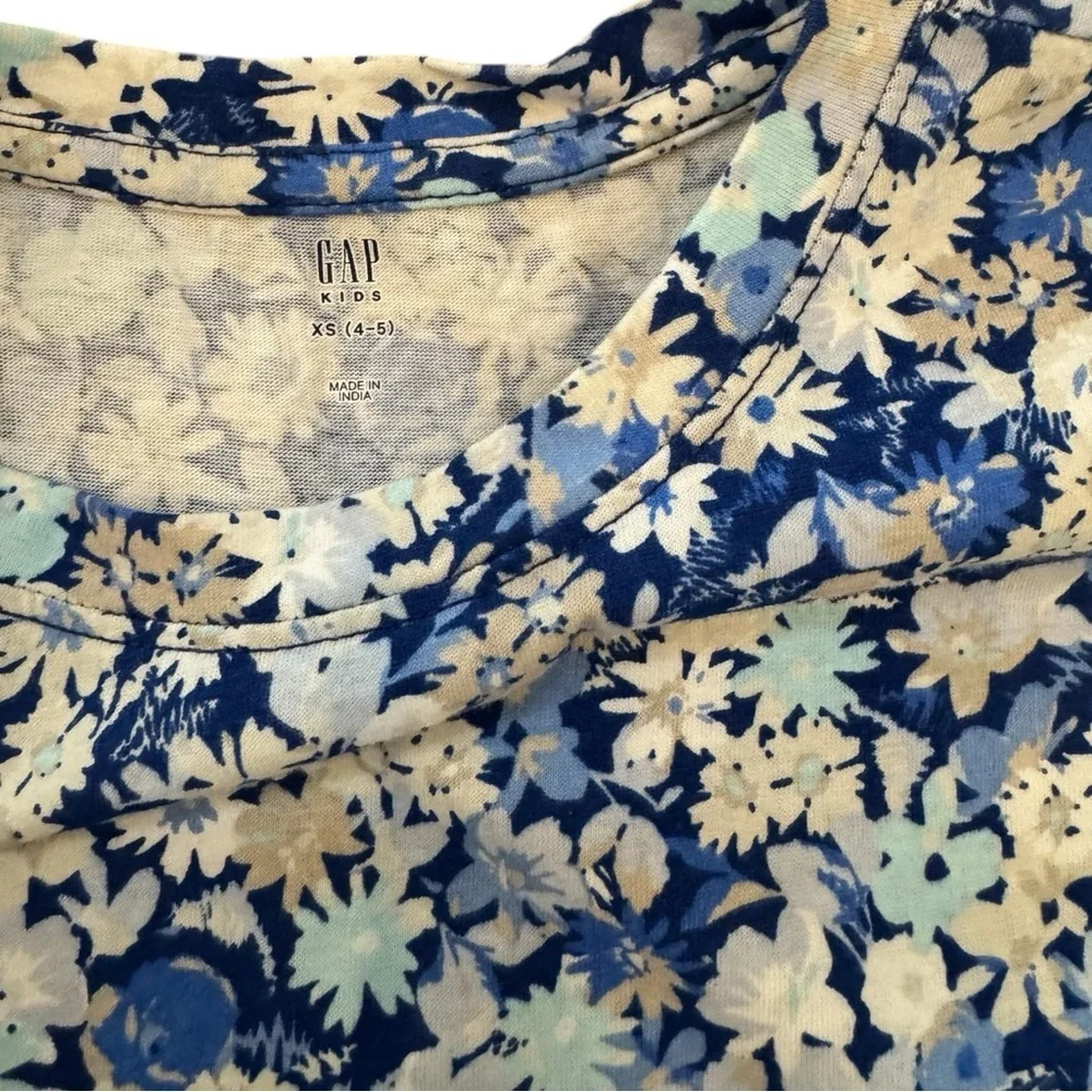 GAP Floral Blue and White Dress 4-5 NWOT